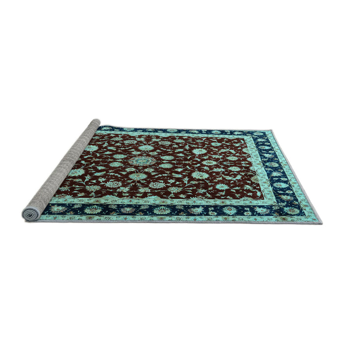 Sideview of Machine Washable Persian Light Blue Traditional Rug, wshtr1429lblu