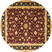 Round Machine Washable Persian Brown Traditional Rug, wshtr1429brn