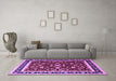 Machine Washable Persian Purple Traditional Area Rugs in a Living Room, wshtr1429pur