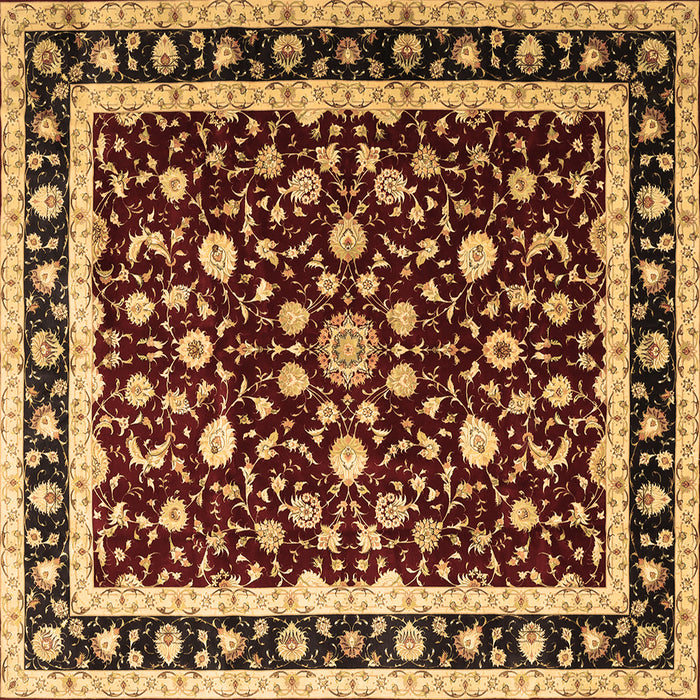 Square Persian Brown Traditional Rug, tr1429brn