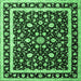 Square Machine Washable Persian Emerald Green Traditional Area Rugs, wshtr1429emgrn