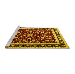 Sideview of Machine Washable Persian Yellow Traditional Rug, wshtr1429yw
