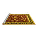 Sideview of Machine Washable Persian Yellow Traditional Rug, wshtr1429yw