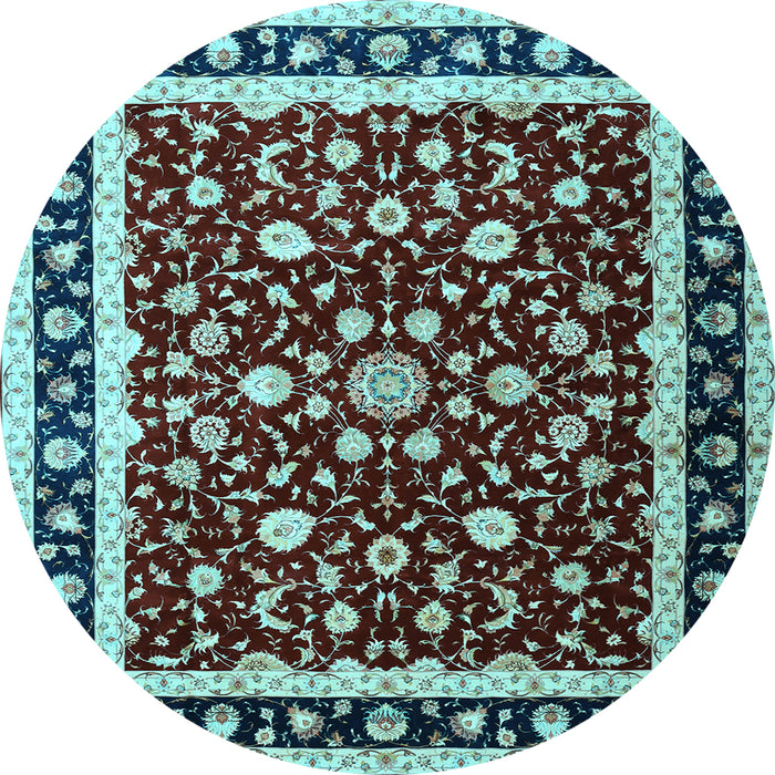 Round Machine Washable Persian Light Blue Traditional Rug, wshtr1429lblu