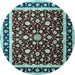 Round Machine Washable Persian Light Blue Traditional Rug, wshtr1429lblu