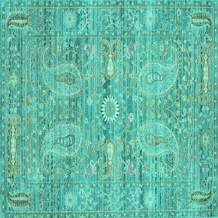 Square Machine Washable Persian Turquoise Traditional Area Rugs, wshtr142turq