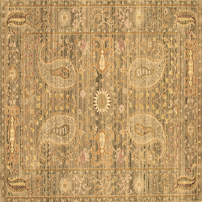 Square Machine Washable Persian Brown Traditional Rug, wshtr142brn