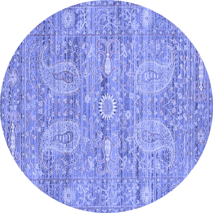 Round Machine Washable Persian Blue Traditional Rug, wshtr142blu