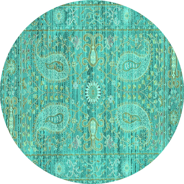 Round Machine Washable Persian Turquoise Traditional Area Rugs, wshtr142turq
