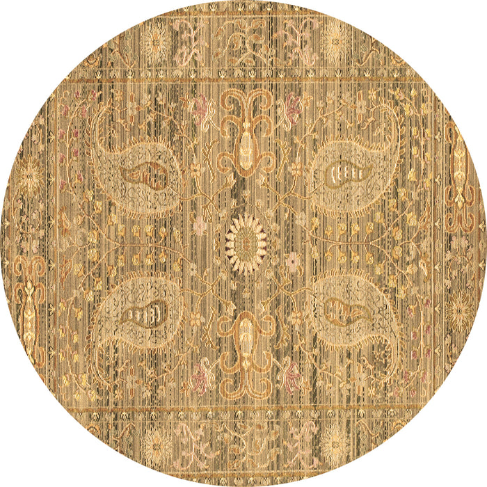 Round Persian Brown Traditional Rug, tr142brn