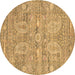 Round Persian Brown Traditional Rug, tr142brn