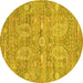 Round Persian Yellow Traditional Rug, tr142yw