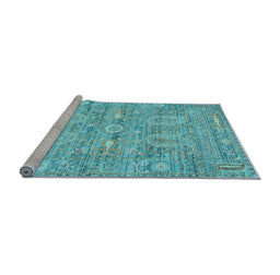 Sideview of Machine Washable Persian Light Blue Traditional Rug, wshtr142lblu