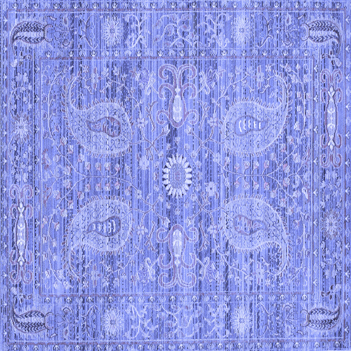 Square Machine Washable Persian Blue Traditional Rug, wshtr142blu