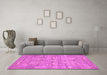 Machine Washable Persian Pink Traditional Rug in a Living Room, wshtr142pnk