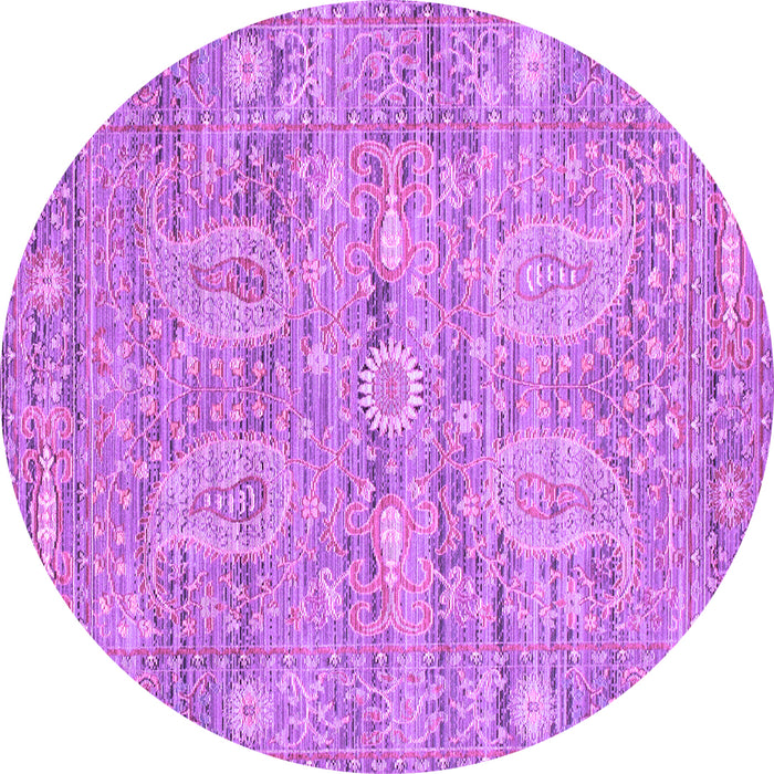 Round Persian Purple Traditional Rug, tr142pur