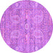 Round Persian Purple Traditional Rug, tr142pur