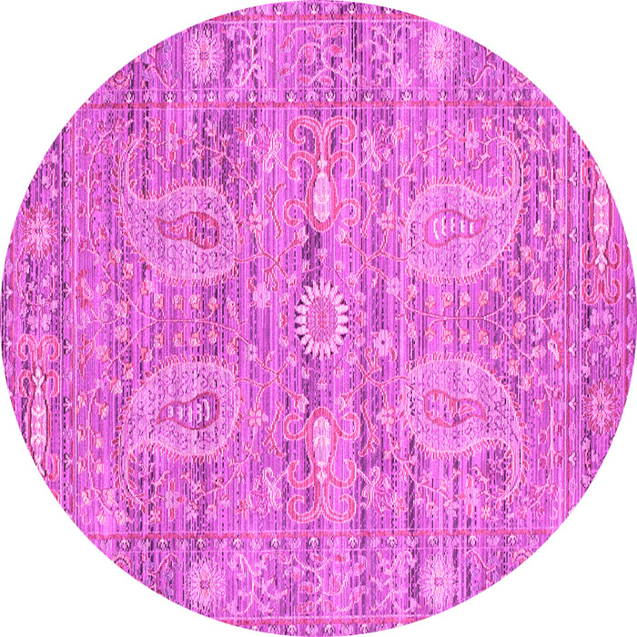 Round Machine Washable Persian Pink Traditional Rug, wshtr142pnk