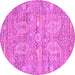 Round Machine Washable Persian Pink Traditional Rug, wshtr142pnk