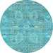 Round Persian Light Blue Traditional Rug, tr142lblu