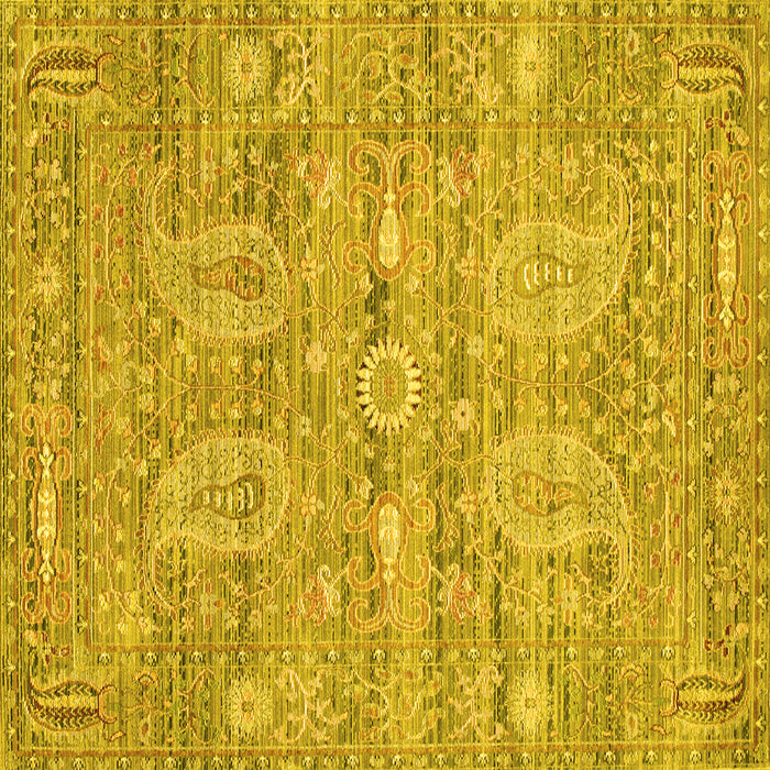 Square Machine Washable Persian Yellow Traditional Rug, wshtr142yw