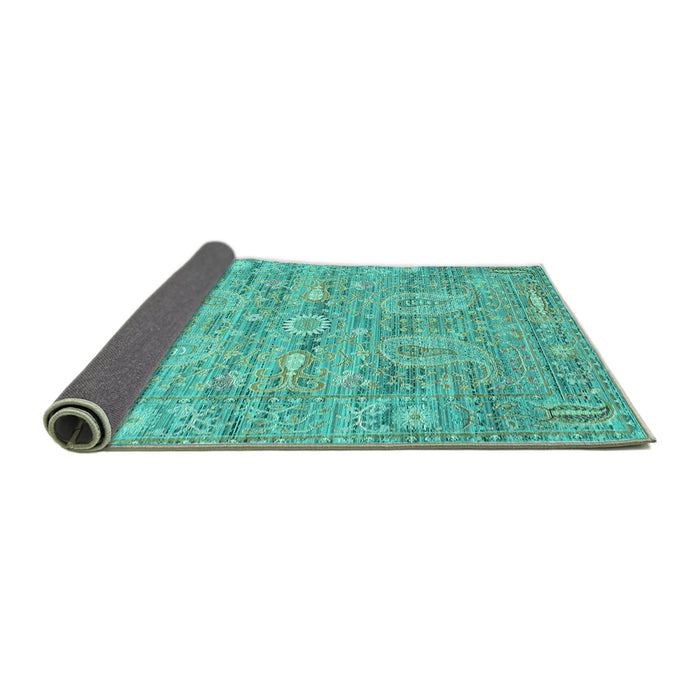 Sideview of Persian Turquoise Traditional Rug, tr142turq