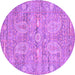 Round Machine Washable Persian Purple Traditional Area Rugs, wshtr142pur