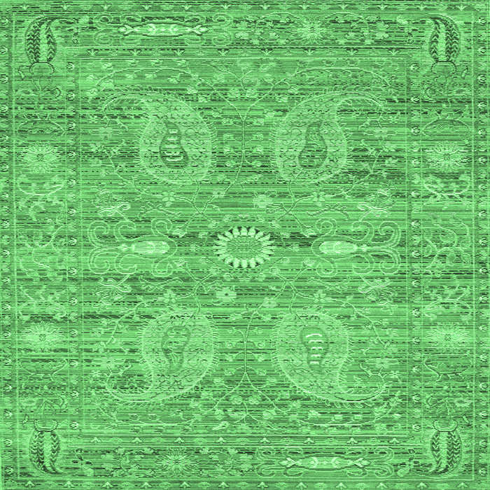 Square Persian Emerald Green Traditional Rug, tr142emgrn