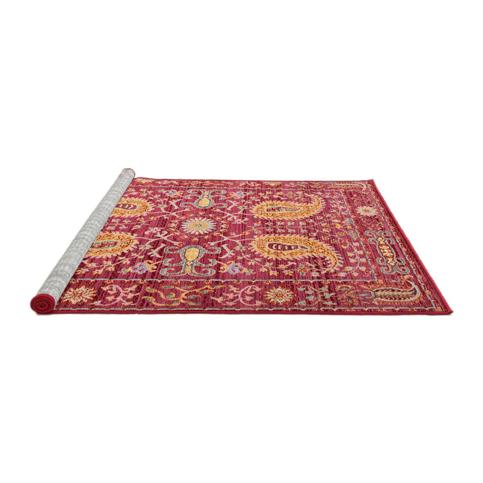 Sideview of Machine Washable Traditional Orange Rug, wshtr143