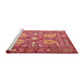 Sideview of Machine Washable Traditional Orange Rug, wshtr143