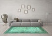 Machine Washable Persian Turquoise Traditional Area Rugs in a Living Room,, wshtr1430turq