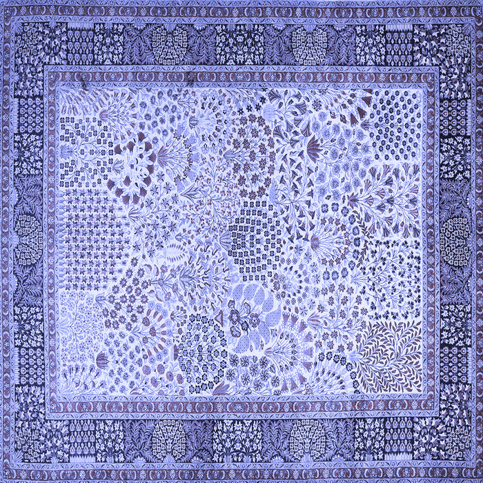 Square Machine Washable Persian Blue Traditional Rug, wshtr1430blu