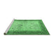 Sideview of Machine Washable Persian Emerald Green Traditional Area Rugs, wshtr1430emgrn