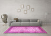 Machine Washable Persian Pink Traditional Rug in a Living Room, wshtr1430pnk