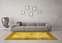 Machine Washable Persian Yellow Traditional Rug, wshtr1430yw