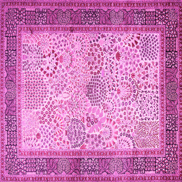 Square Machine Washable Persian Pink Traditional Rug, wshtr1430pnk