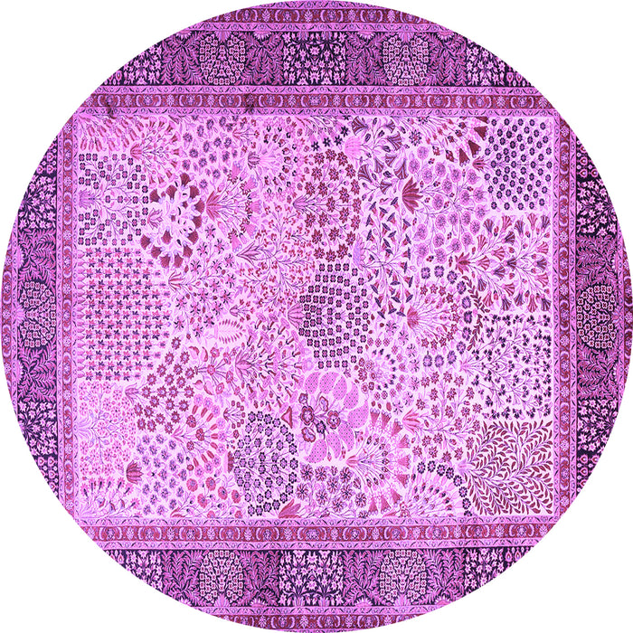 Round Machine Washable Persian Purple Traditional Area Rugs, wshtr1430pur