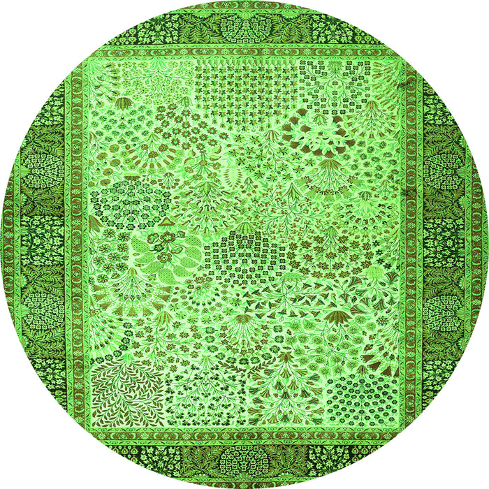 Square Persian Green Traditional Rug, tr1430grn
