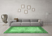 Machine Washable Persian Emerald Green Traditional Area Rugs in a Living Room,, wshtr1430emgrn