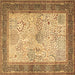 Square Persian Brown Traditional Rug, tr1430brn