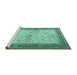 Sideview of Machine Washable Persian Turquoise Traditional Area Rugs, wshtr1430turq