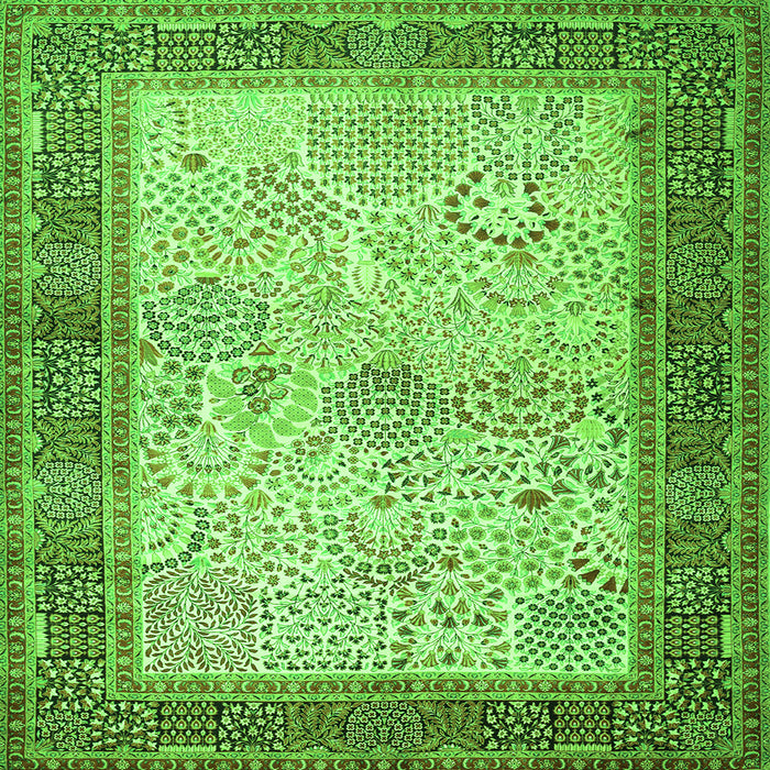 Round Machine Washable Persian Green Traditional Area Rugs, wshtr1430grn