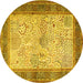 Round Persian Yellow Traditional Rug, tr1430yw