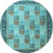 Round Machine Washable Persian Light Blue Traditional Rug, wshtr1431lblu