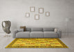 Machine Washable Persian Yellow Traditional Rug in a Living Room, wshtr1431yw