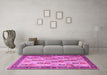 Machine Washable Persian Pink Traditional Rug in a Living Room, wshtr1431pnk