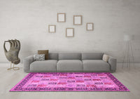 Machine Washable Persian Pink Traditional Rug, wshtr1431pnk