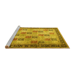 Sideview of Machine Washable Persian Yellow Traditional Rug, wshtr1431yw