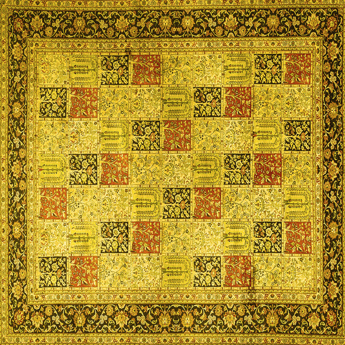 Square Machine Washable Persian Yellow Traditional Rug, wshtr1431yw