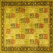 Square Machine Washable Persian Yellow Traditional Rug, wshtr1431yw